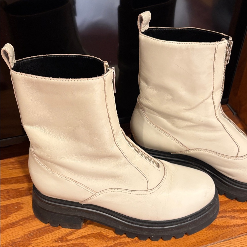 Cream Zip Boot - Picture 5 of 11